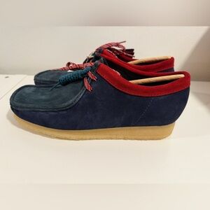 Clarks Wallabee Suede Shoes - Navy and Red size 12